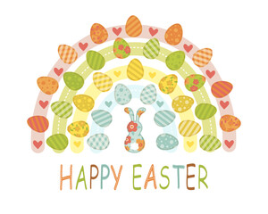 easter greeting banner rainbow of easter eggs vector