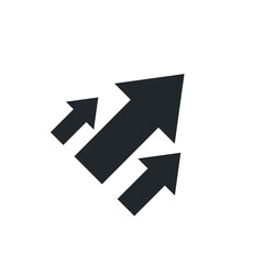 flat vector image isolated on white background, 45 degree arrows icon, striving for business success