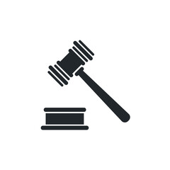 flat vector image isolated on white background, judge gavel icon or auction