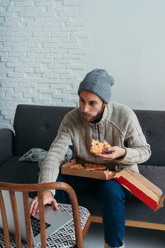 Modern man at cold home.