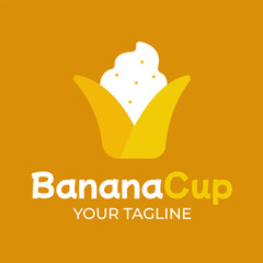 Combination of banana and ice cream. Suitable for fruit product logo inspiration. 