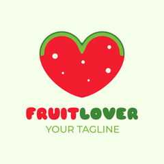 Combination of Watermelon artwork and heart shape. Suitable for fruit store logo inspiration.