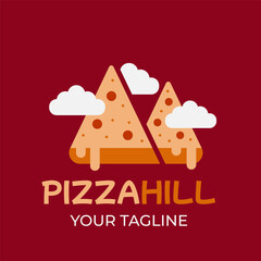 Combination of pizza and the mountain. Suitable for pizza logo inspiration.