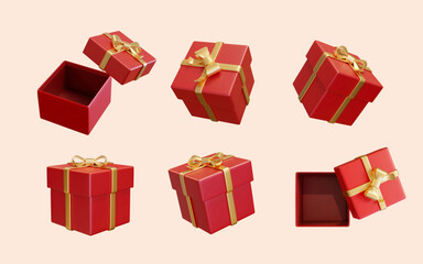 3D red giftboxes element set
