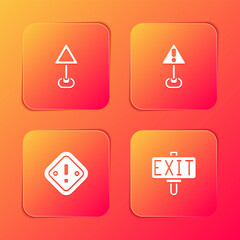 Fototapeta na wymiar Set Triangle warning blank, Exclamation mark triangle, and Fire exit icon. Vector