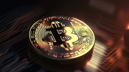 Bitcoin's Artistic Financial Network: A Creative Representation of Digital Wealth ,Financial concept the bitcoin in the background network.Generative Ai