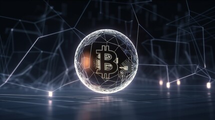 Fototapeta premium Bitcoin's Artistic Financial Network: A Creative Representation of Digital Wealth ,Financial concept the bitcoin in the background network.Generative Ai