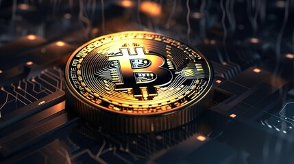 Bitcoin's Artistic Financial Network: A Creative Representation of Digital Wealth ,Financial concept the bitcoin in the background network.Generative Ai