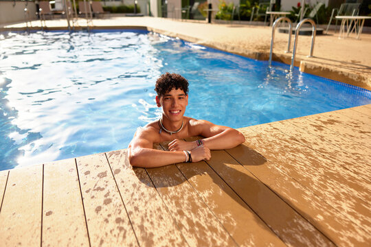 Young Man Resting In Pool