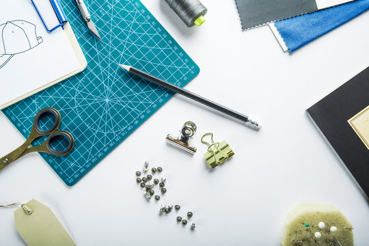Still life of sewing supplies