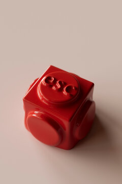 a red escape button. 3d render.