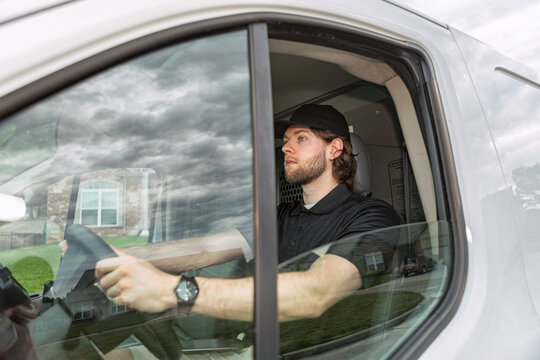 Shipping: Man Out In Delivery Van With Shipments