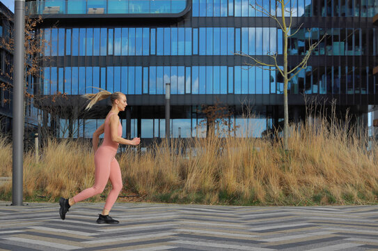 woman running in urban area