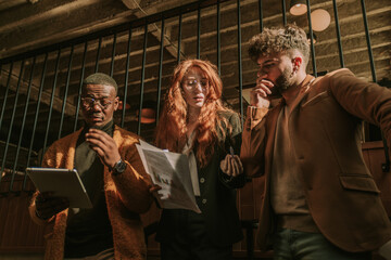 Tired multiracial businesspeople trying to figure it out how to solve the project problem