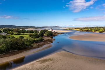 Aerial view of Castle Dow and Sheephaven Bay in Creeslough - County Donegal, Ireland