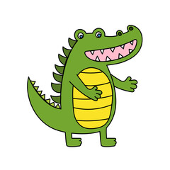 Naklejka premium Crocodile doodle Vector color illustration isolated on white background