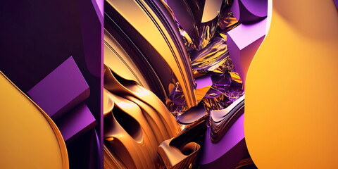 Abstract art with overlapping shapes and patterns in shades of purple Generative AI