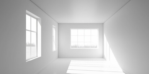 A minimalist white room with large windows and natural light Generative AI