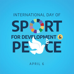international day of sport for development and peace vector illustration. international event illustration. white dove peace vector illustration. sport day