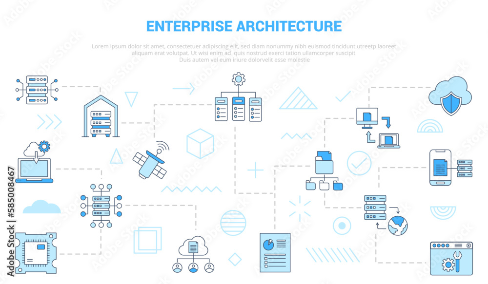 Poster enterprise architecture concept with icon set template banner with modern blue color style