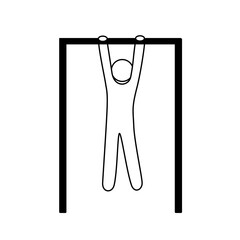 Person hanging on a horizontal bar, contour 