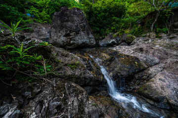 Naklejka na ściany i meble Beautiful Maribiina waterfalls at Bato, Catanduanes, Philippines