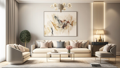 Modern interior design of apartment living room. Generative Ai.