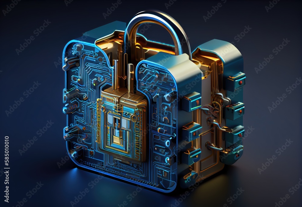 Aufkleber cyber security lock. internet technology concept of cybersecurity and data privacy. generative ai