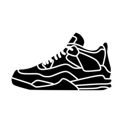 Sneaker shoe black icon, pictogram symbol. vector illustration in trendy style. Editable graphic resources for many purposes.