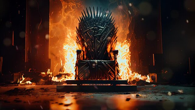 burning steel throne 4K footage 