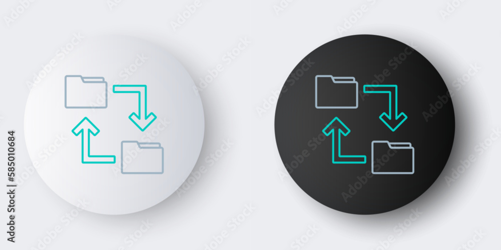 Poster line cloud storage text document folder icon isolated on grey background. colorful outline concept. 