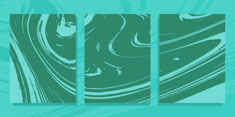 Set of vector banners with marble texture in blue and green colors.