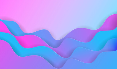 Paper cut waves blue and purple background. Modern paper water wavy layout vector design.