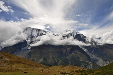 Obraz premium View of the Gangapurna mountain and Gangapurna glacier. Manang District, Nepal, Himalayas, Asia. 