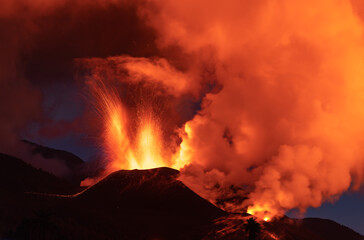 Active volcano erupted