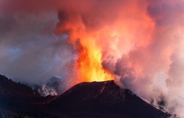 Active volcano erupted