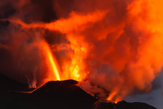 Active volcano erupted