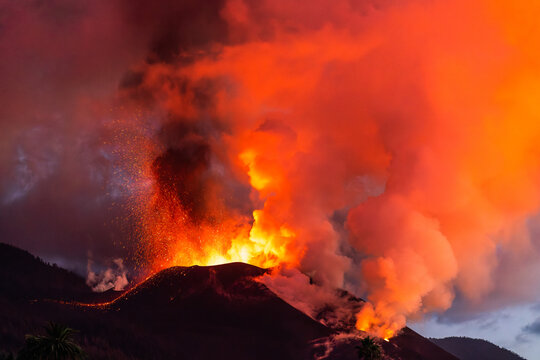 Active volcano erupted