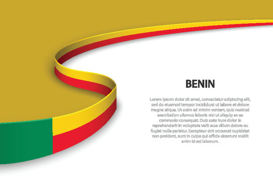 Wave flag of Benin with copyspace background. Banner or ribbon