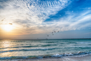 dramatic sky in summer vacation with skyscape horizon