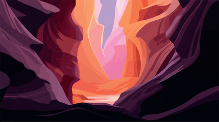 Antelope canyon. US national park. Vector art illustration of curves in the rock. Wave pattern. Landscape desert sandstone. Valley in arizona. Tourism, holiday destination. Traveling in north america © Fortis Design