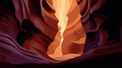 Antelope canyon. US national park. Vector art illustration of curves in the rock. Wave pattern. Landscape desert sandstone. Valley in arizona. Tourism, holiday destination. Traveling in north america - obrazy, fototapety, plakaty