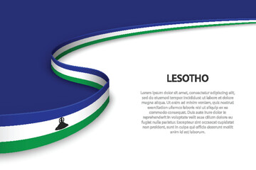 Wave flag of Lesotho with copyspace background.