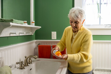 Health care Senior Citizen with prescription pill drug medication 