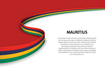 Wave flag of Mauritius with copyspace background.
