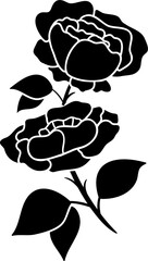 silhouette black motif rose flower blooming decoration