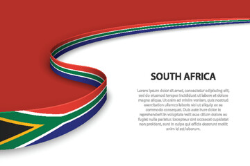 Wave flag of South Africa with copyspace background.