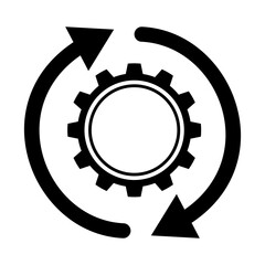 Gears and Rotating icon on transparent background.