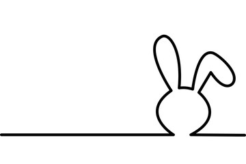 Continuous line drawing of rabbit on transparent background.	