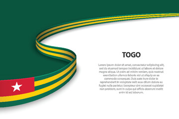 Wave flag of Togo with copyspace background.